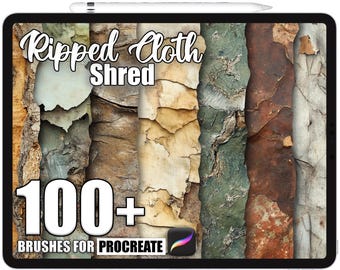 100+ Procreate Ripped Cloth Shred Brushes, Realistic Texture Brushes for Procreate, Instant Digital Download