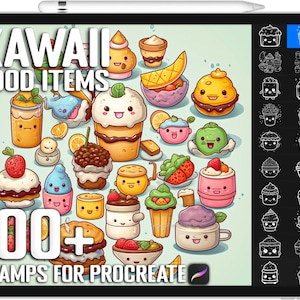 100+ Procreate Kawaii Food Items Stamps, Cute Kawaii Food Brushes for Procreate, Instant Digital Download