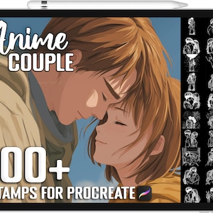 100+ Procreate Anime Couple Poses Stamps, Realistic Brushes for Procreate, Instant Digital Download