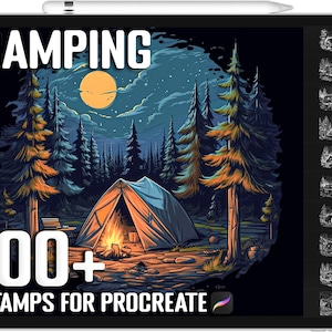 100+ Procreate Camping Stamps, Camping Brushes for Procreate, Instant Digital Download