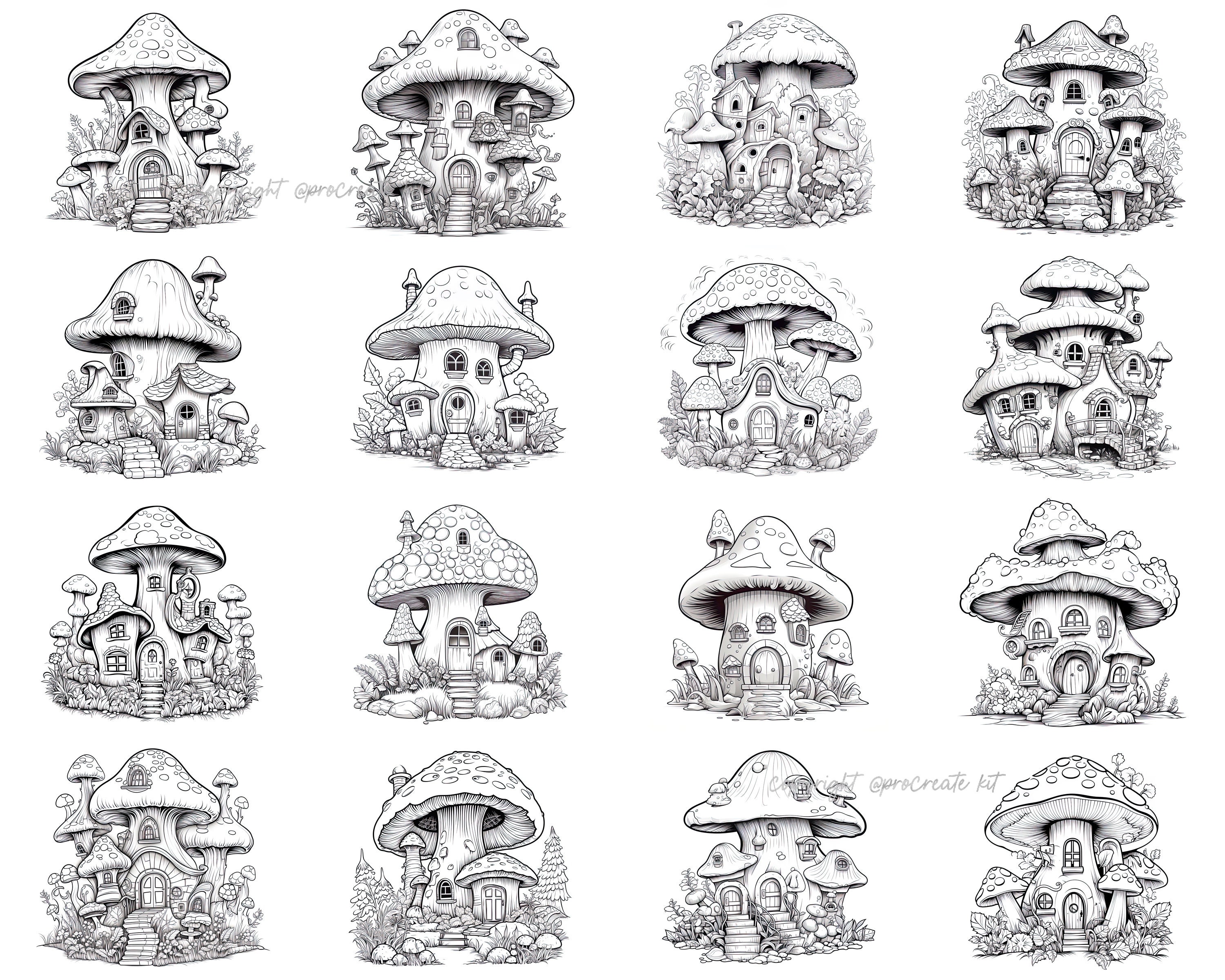 100+ Procreate Mushroom Houses Stamps, Mushroom Brushes for Procreate ...