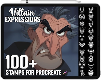 100+ Procreate Villain Expressions Stamps, Realistic Brushes for Procreate, Instant Digital Download