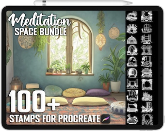 Más de 100 sellos de meditación para Procreate, pinceles para Procreate, descarga digital instantánea