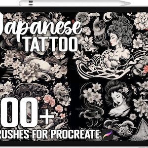 100+ Procreate Japanese Tattoo Stamps, Tattoo Guide Bundle for Procreate, Instant Digital Download