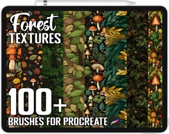 Oltre 100 pennelli Procreate Forest Texture, pennelli realistici per Procreate, download digitale istantaneo