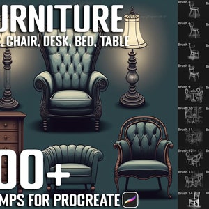 Procreate Furniture Stamps, Furniture Brushes for Procreate, Instant Digital Download