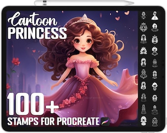 100+ Procreate Cartoon Princess Stamps, Unique Realistic Cartoon Princess Brushes for Procreate, Instant Digital Download