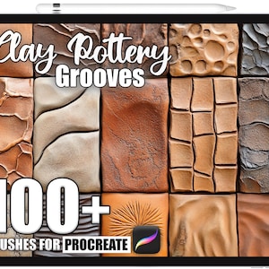 100+ Procreate Clay Pottery Grooves Brushes, Realistic Texture Brushes for Procreate, Instant Digital Download