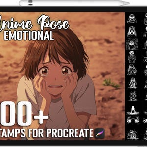 100+ Procreate Anime Emotional Poses Stamps, Realistic Brushes for Procreate, Instant Digital Download