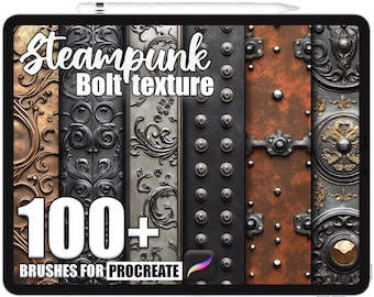 100+ Procreate Steampunk Bolt Brushes, realistische Texturbürsten für Procreate, sofortiger digitaler Download