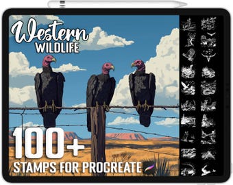 100+ Procreate Western Wildlife & Dusty Trails Stamps, Realistic Brushes for Procreate, Instant Digital Download