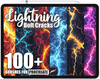 Más de 100 pinceles de grietas de rayo para Procreate, pinceles de textura realistas para Procreate, descarga digital instantánea