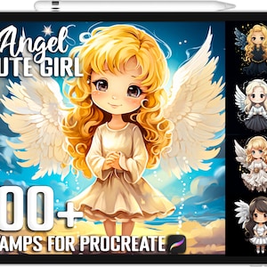 100+ Procreate Angel Baby Girl Stamps, Cute Angel Girl Brushes for Procreate, Instant Digital Download
