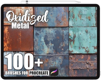 100+ Procreate Oxidized Metal Brushes, Realistic Texture Brushes for Procreate, Instant Digital Download