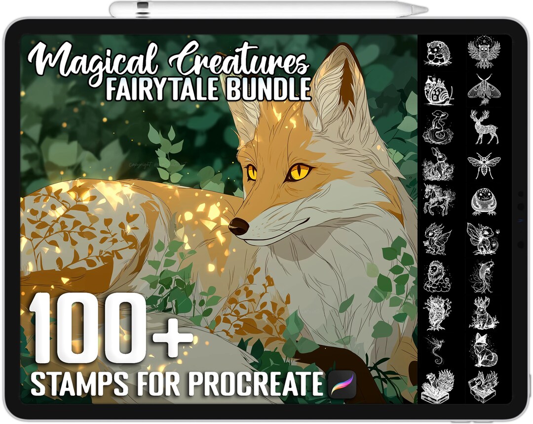 100+ Procreate Magical Creatures Fairytale Stamps, Realistic Brushes ...