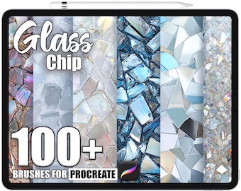 Mais de 100 pincéis de lascas de vidro para Procreate, pincéis de textura realistas para Procreate, download digital instantâneo