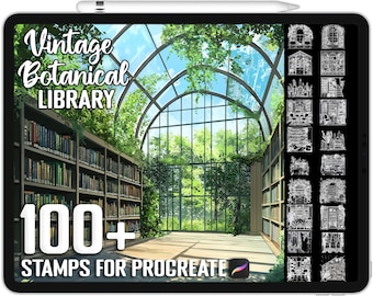 100+ Procreate Vintage Botanical Library Stamps, Brushes for Procreate, Instant Digital Download