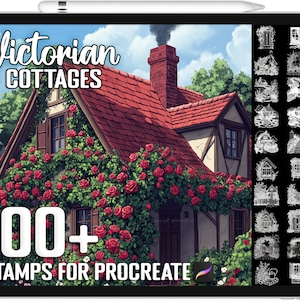 100+ Procreate Victorian Cottages & Gardens Stamps, Realistic Brushes for Procreate, Instant Digital Download