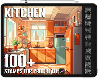 100+ Procreate Kitchen Stamps, Kitchen Brushes for Procreate, Instant Digital Download
