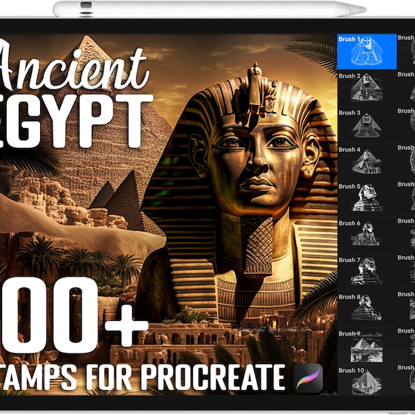 Procreate Ancient Egypt Stamps, Egypte Tattoo Brushes for Procreate, Instant Digital Download