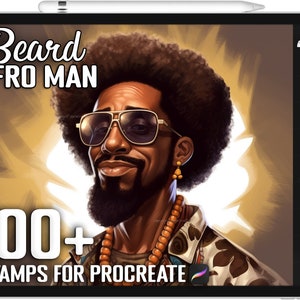 100+ Procreate Beard Afro Man Stamps, Beard Afro Man Brushes for Procreate, Instant Digital Download