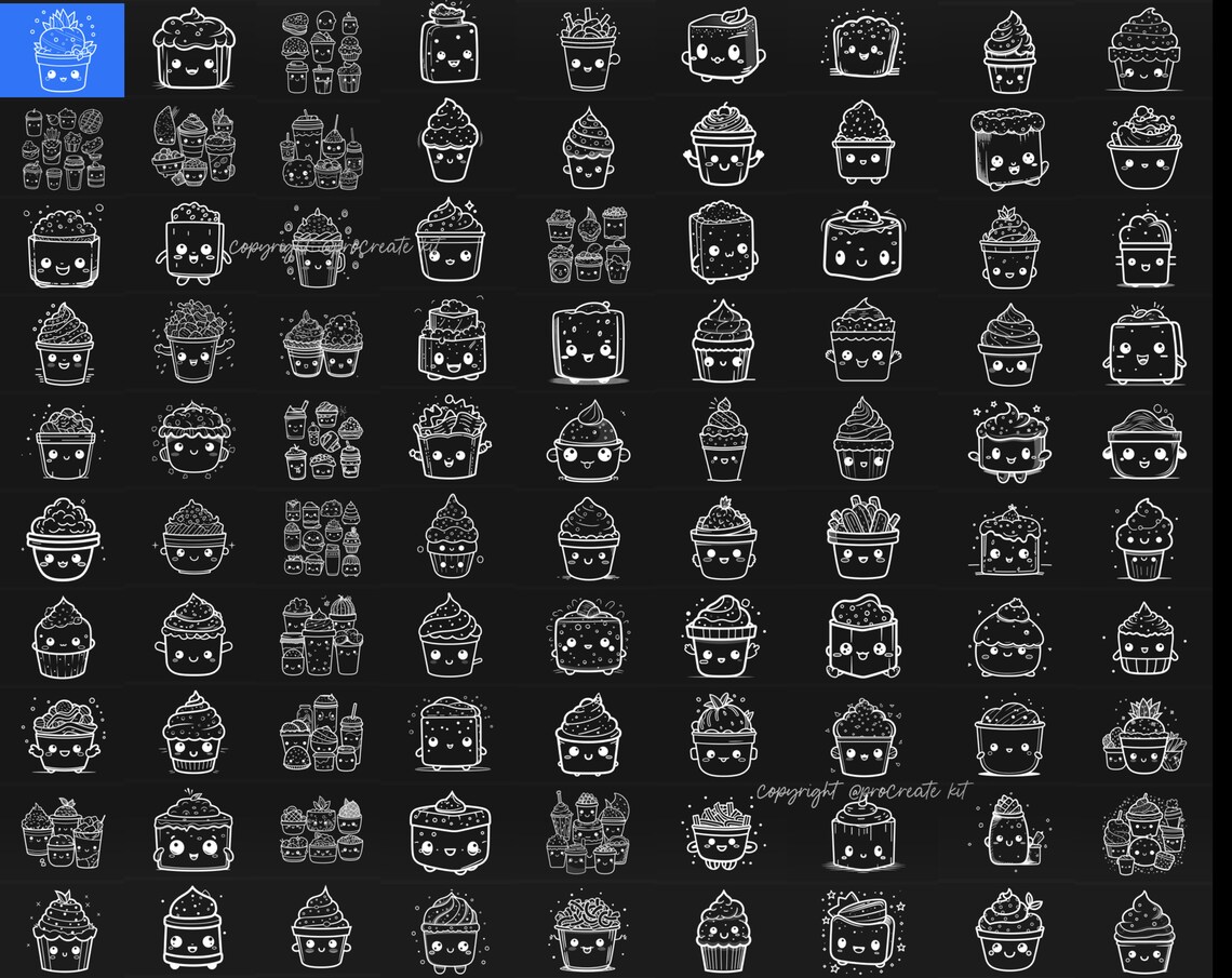 100+ Procreate Kawaii Food Items Stamps, Cute Kawaii Food Brushes for ...