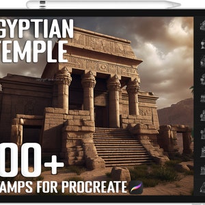 100+ Procreate Egyptian Temple Stamps, Egyptian Temple Brushes for Procreate, Instant Digital Download