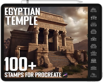 100+ Procreate Egyptian Temple Stamps, Egyptian Temple Brushes for Procreate, Instant Digital Download