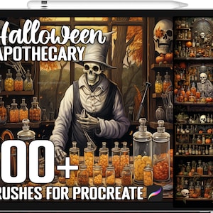 100+ Procreate Halloween Apothecary Stamps, Halloween Apothecary Guide Brushes for Procreate, Instant Digital Download