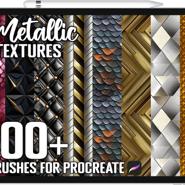 100+ Procreate Metallic Texture Brushes, Realistic Brushes for Procreate, Instant Digital Download