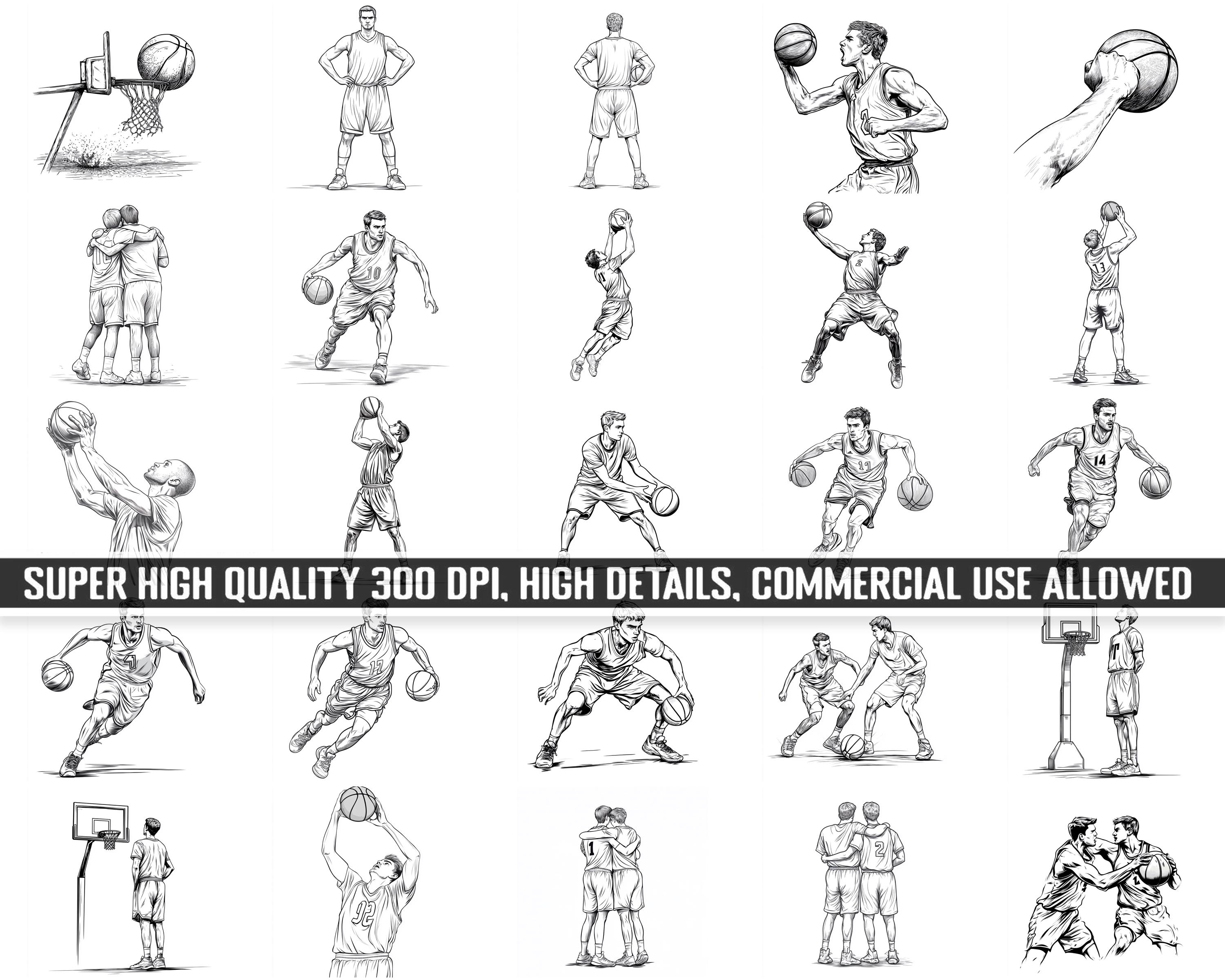 100+ Procreate Basketball Pose Stamps, Action Basketball Brushes for ...