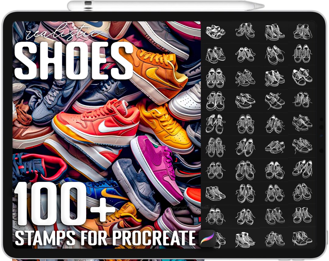 100 Procreate Shoes Stamps, Shoes Brushes for Procreate, Instant