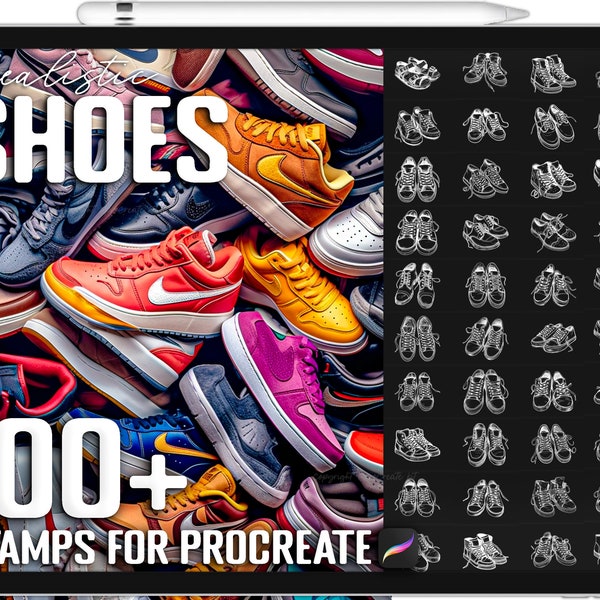 Plus de 100 timbres de chaussures Procreate, brosses à chaussures pour Procreate, téléchargement numérique instantané