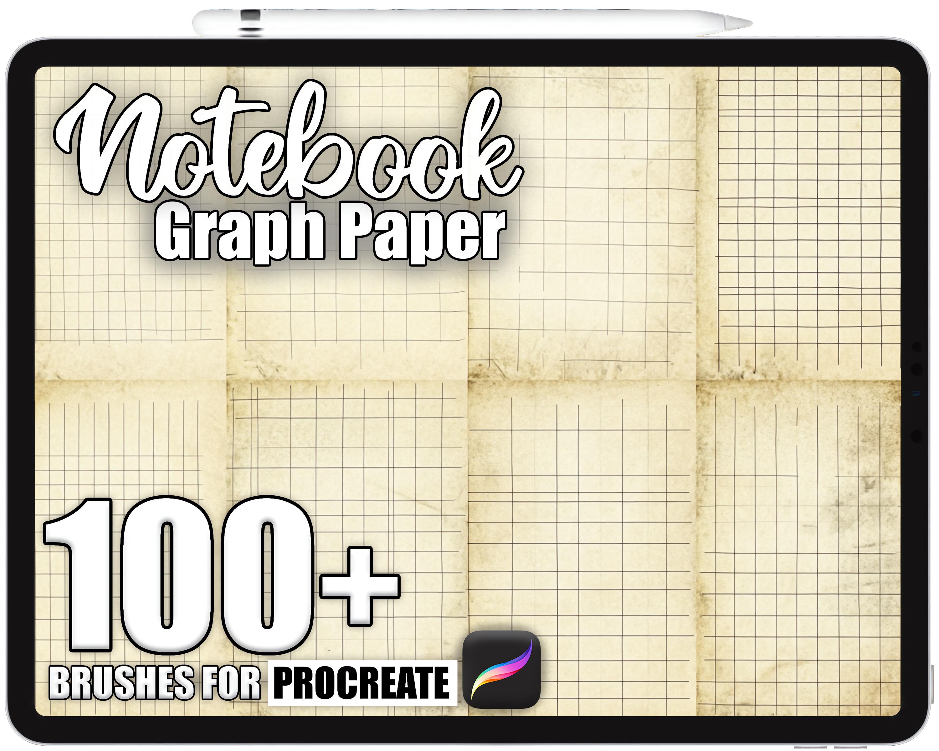 100+ pinceaux Procreate papier millimétré – Grilles de cahier réalistes & textures de papier (téléchargement instantané)