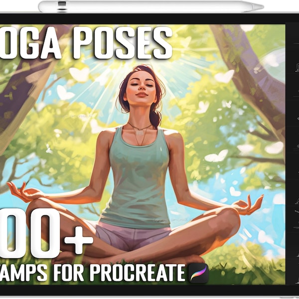 100+ Procreate Yoga Poses Stamps, Yoga Poses Brushes for Procreate, Instant Digital Download