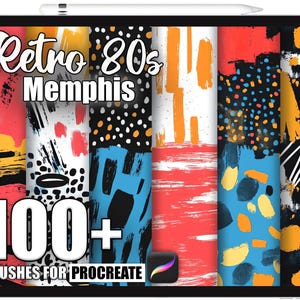 100+ Procreate Retro 80s Memphis Brushes, Realistic Texture Brushes for Procreate, Instant Digital Download