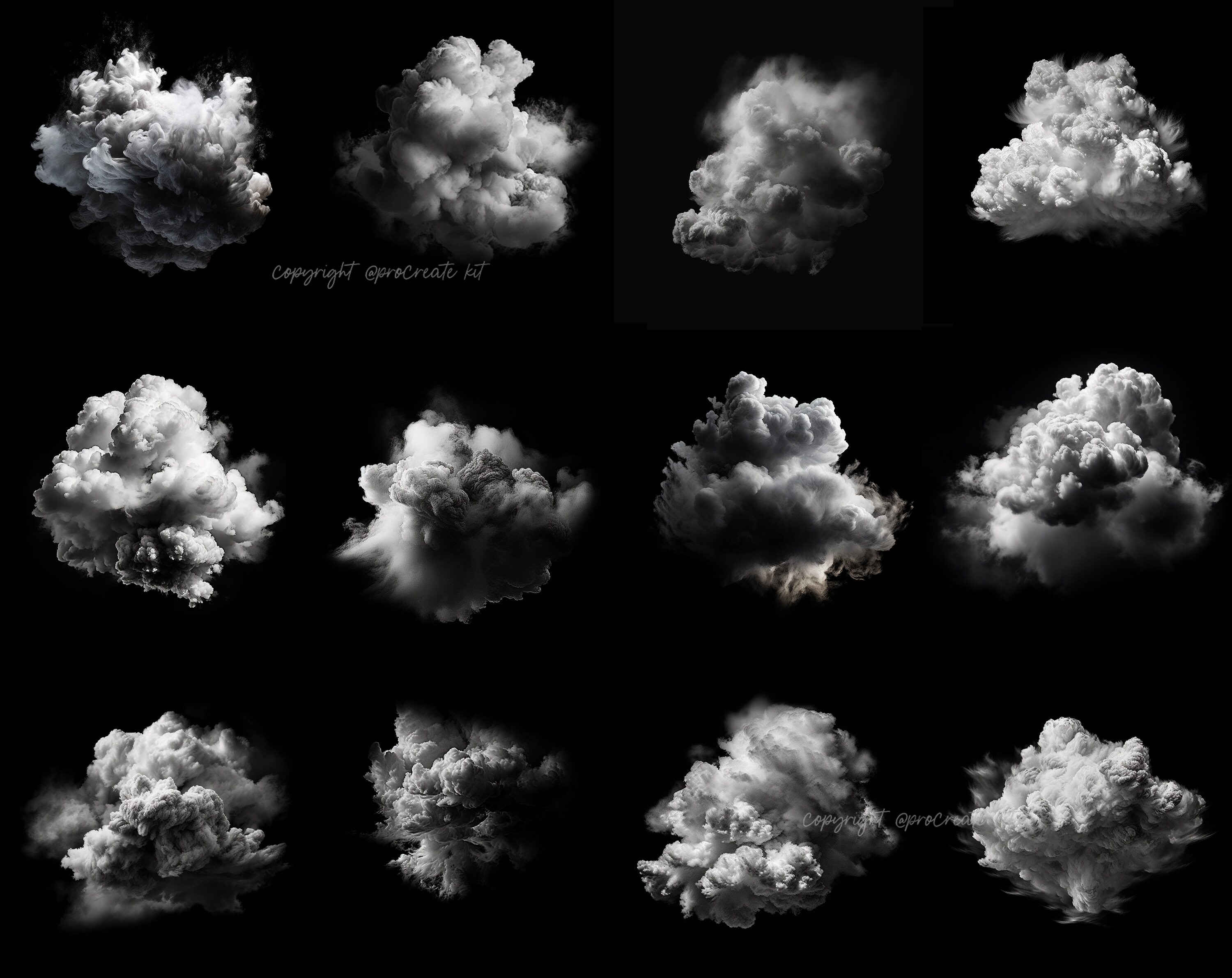 100+ Procreate Realistic Clouds Stamps, Clouds Brushes for Procreate ...