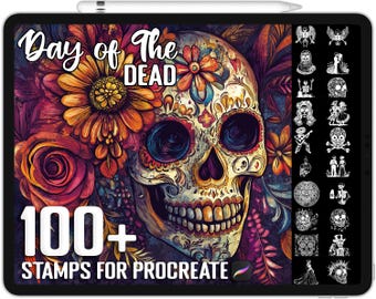 100+ Procreate Day of the Dead Stamps, Brushes for Procreate, Instant Digital Download