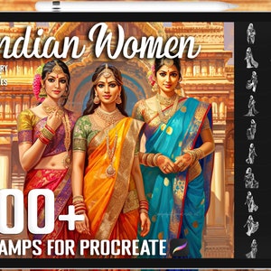 Más de 100 sellos de procrear mujeres indias, cepillos de mujeres indias de alto detalle para procrear, descarga digital instantánea