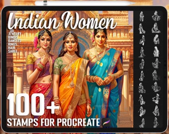 100+ Procreate Indian Women Stamps, High Detail Indian Women Brushes for Procreate, Instant Digital Download