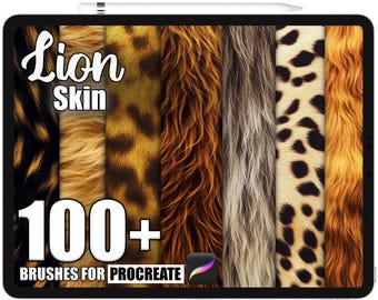 100+ Procreate Lion Skin Brushes, Realistic Texture Brushes for Procreate, Instant Digital Download