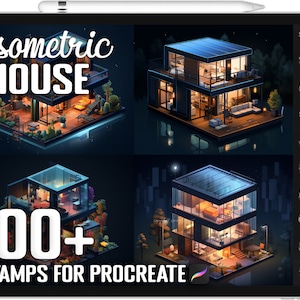 100+ Procreate Isometric House Stamps, Isometric House Brushes for Procreate, Instant Digital Download