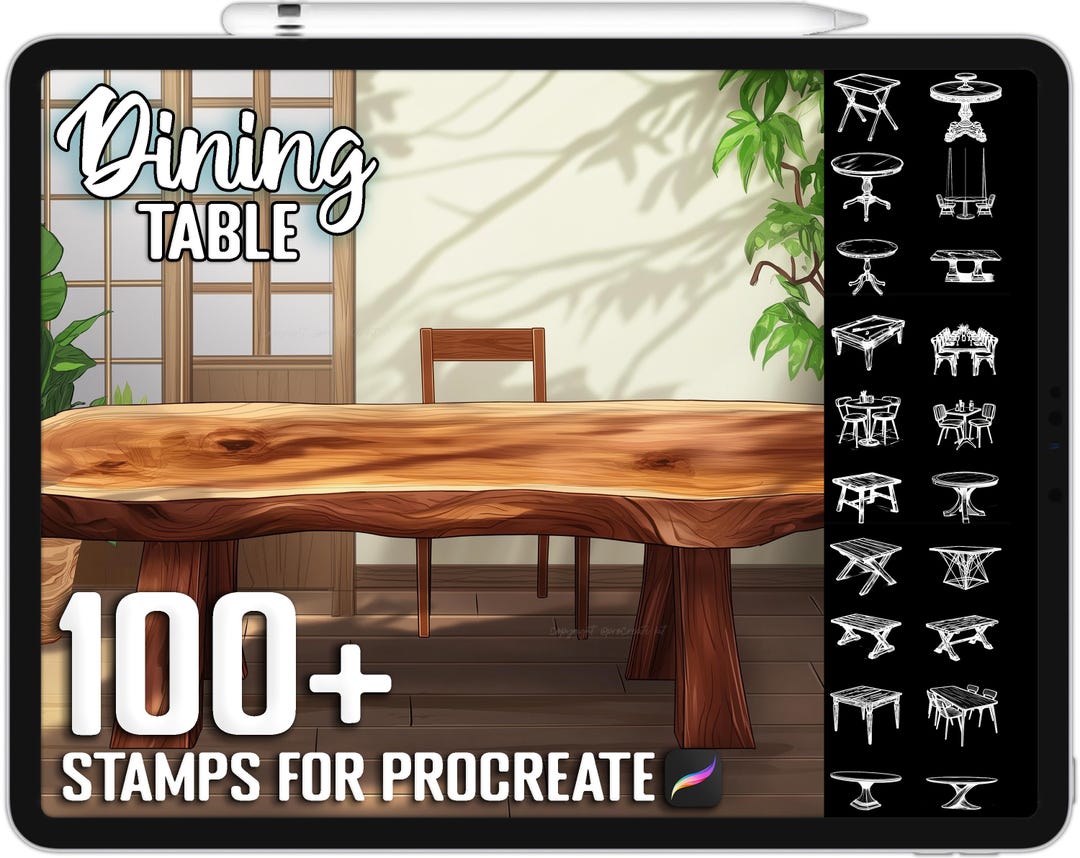 100+ Procreate Dining Table Stamps, Brushes for Procreate, Instant ...