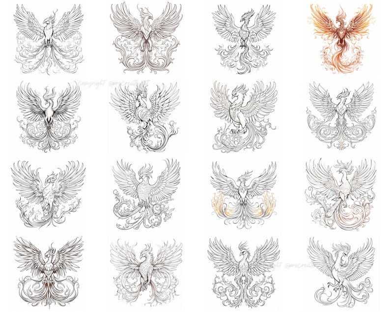 100 Procreate Phoenix Bird Stamps, Phoenix Brushes for Procreate, Instant Digital Download image 6