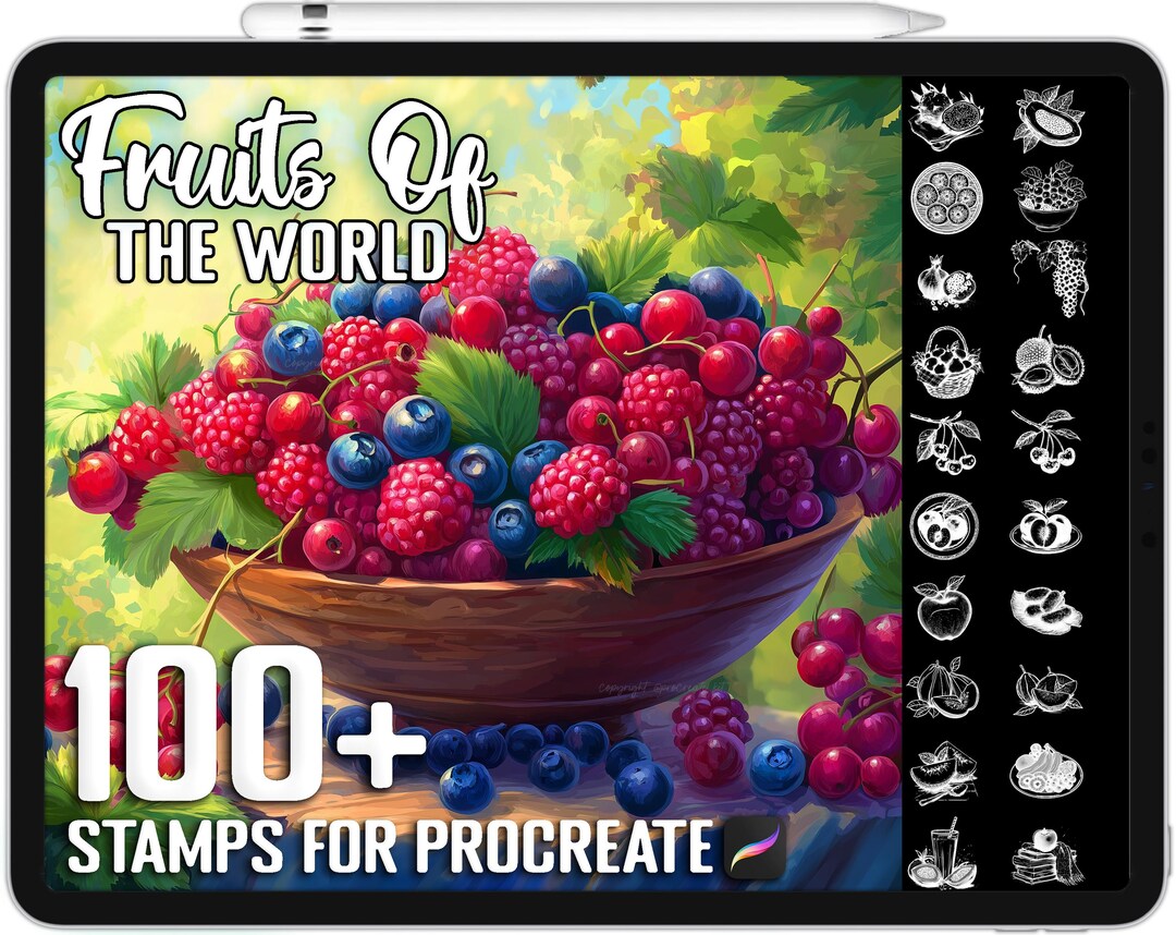 100+ Procreate Fruits of the World Stamps, Realistic Brushes for ...