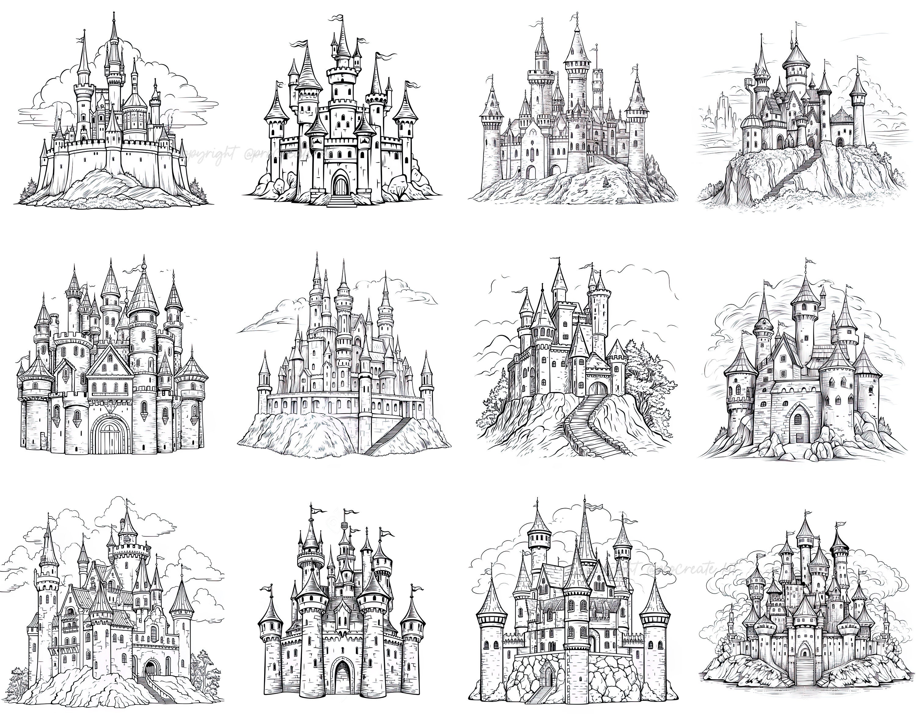 100+ Procreate Castle Stamps, Castle Brushes for Procreate, Instant ...