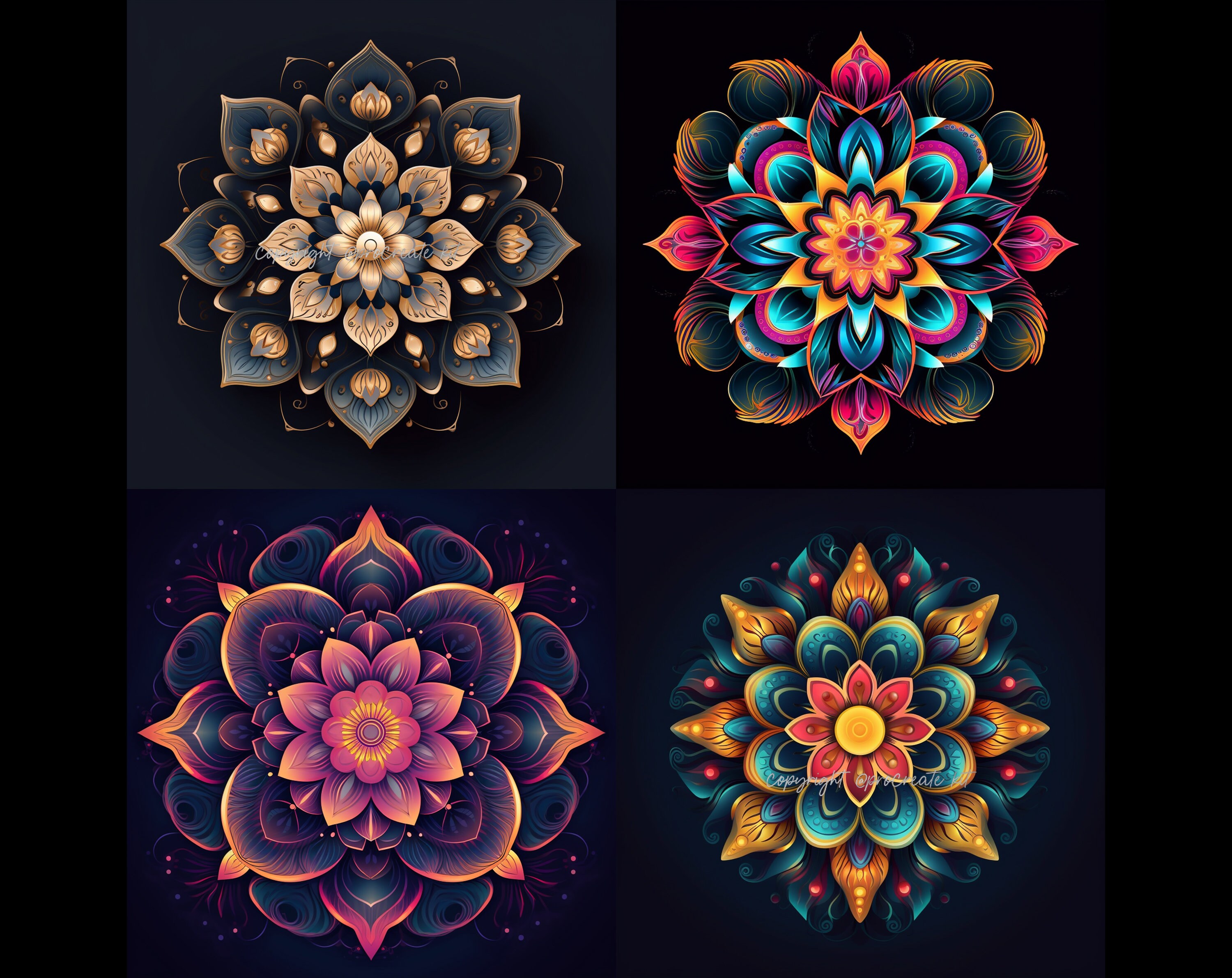 100+ Procreate Mandala Stamps, Mandala Brushes for Procreate, Instant ...