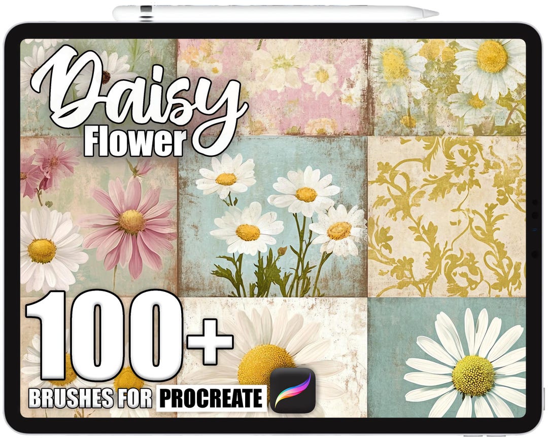 100+ Procreate Daisy Flower Brushes, Realistic Texture Brushes for ...