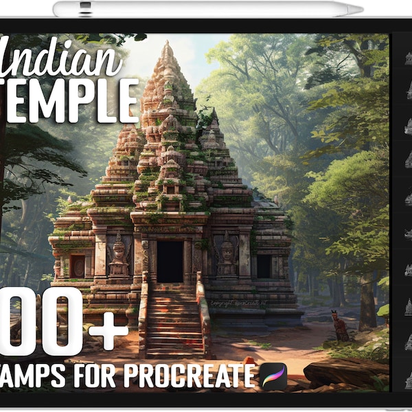 100+ Procreate Indian Temple Stamps, Indian Temple Brushes for Procreate, Instant Digital Download