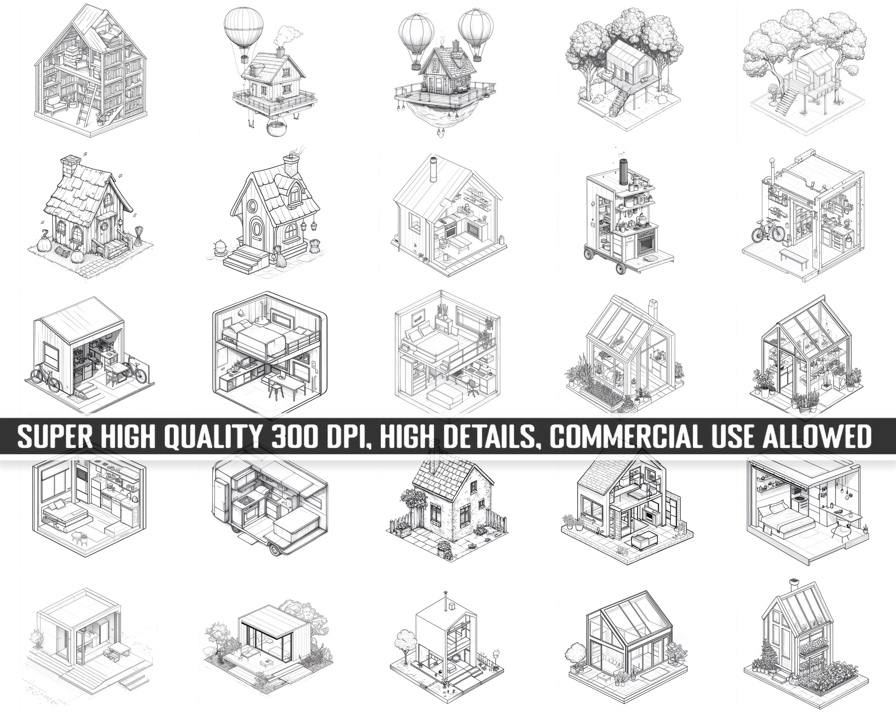 100+ Procreate Isometric Tiny House Stamps, Realistic Brushes for ...